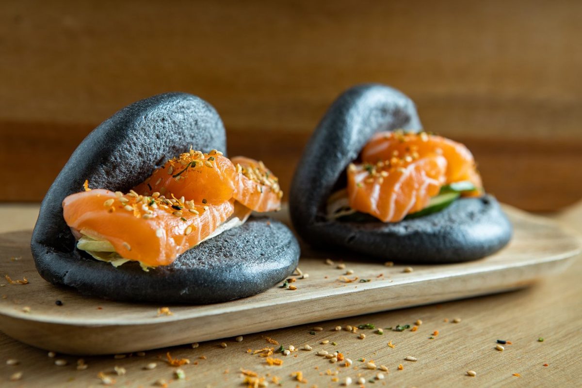 CHARCOAL BAO WITH SALMON & TONKATSU MAYO Learn to Wok